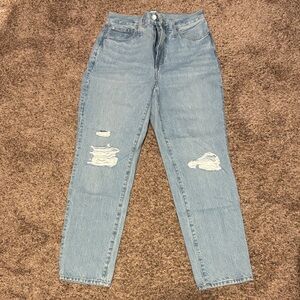 Madewell High Rise Light Blue Distressed Jeans